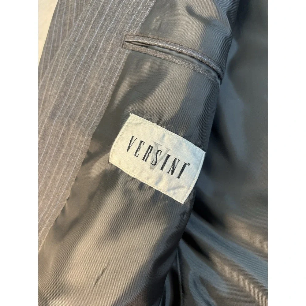 Versini Pinstripe Suit Coat Mens 42 Short  Gray Pinstripe Blazer Sport Coat Wool
